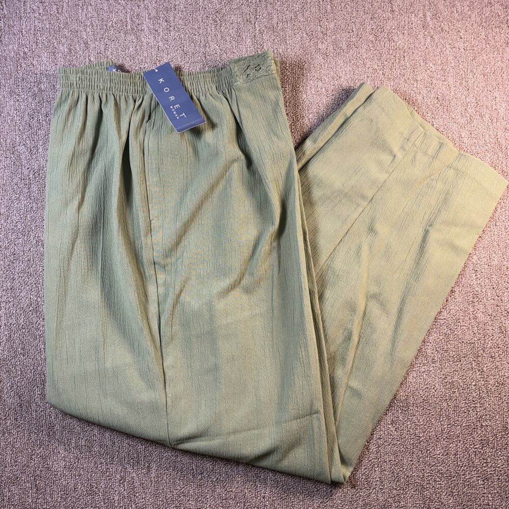 Koret Woman Olive Green Pull On Pants Women’s 22W NWT Textured Casual
